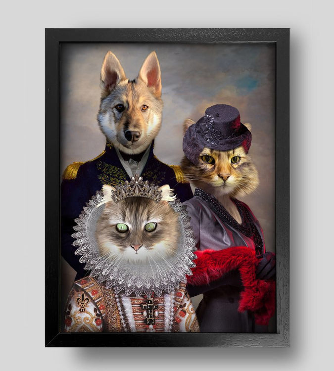 KUSTOM ART Quadro Quadretto Stile Vintage Serie Animali Aristocratici (Immagine di Gatto con Libro) da Collezione Stampa su Legno 40x30 cm
